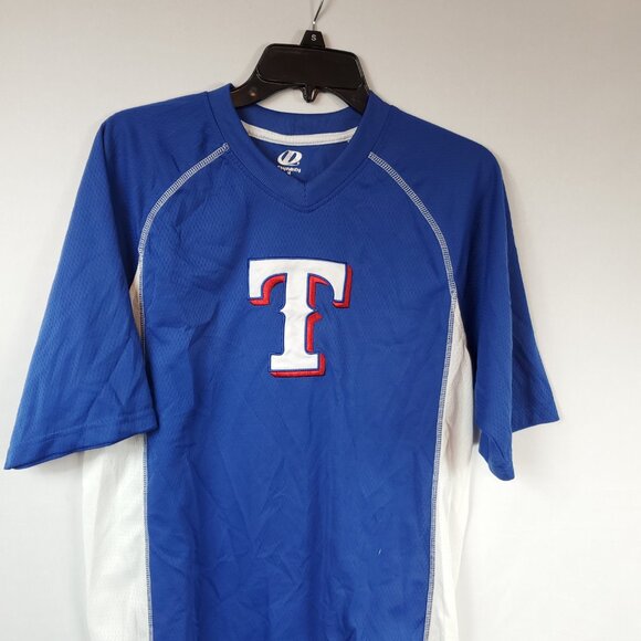 Dynasty Mens Blue White Texas Rangers Jersey Shirt V Neck Sz Medium - Picture 2 of 10